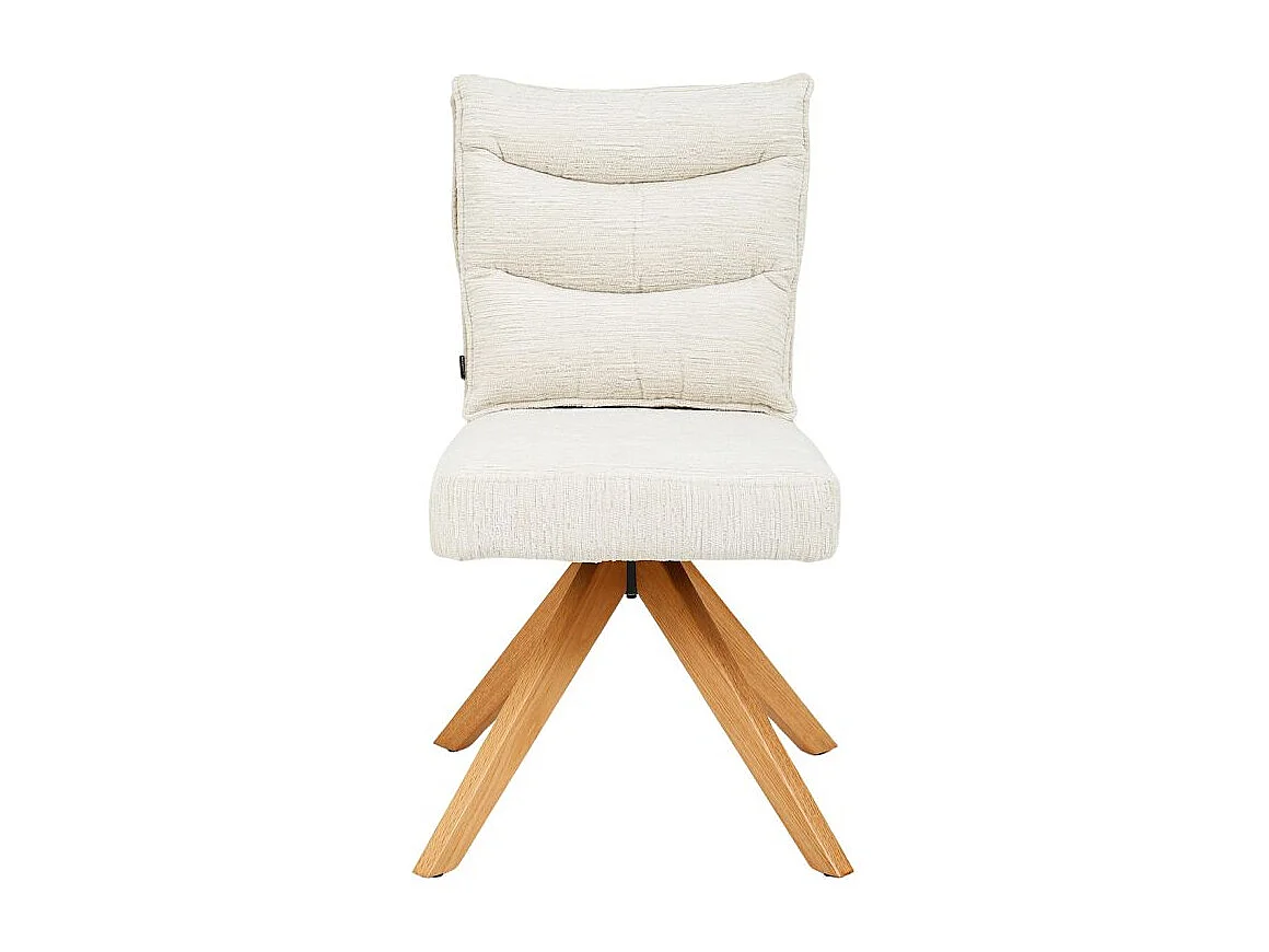 Lot 2 chaises pivotantes 360° tissu doux écru pieds bois – DARCY