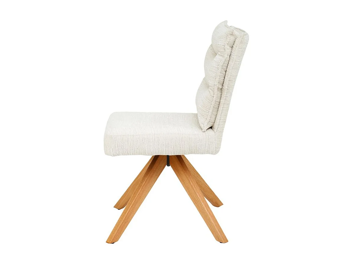 Lot 2 chaises pivotantes 360° tissu doux écru pieds bois – DARCY