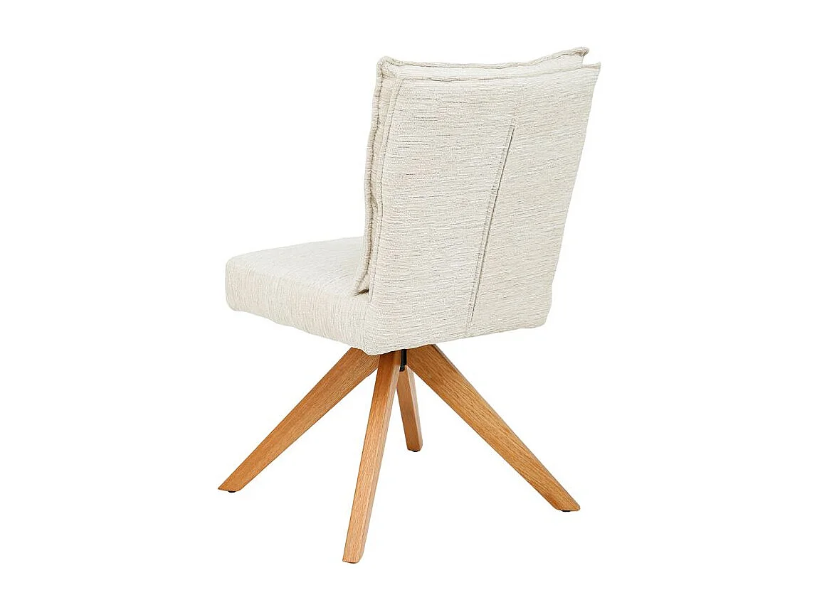 Lot 2 chaises pivotantes 360° tissu doux écru pieds bois – DARCY