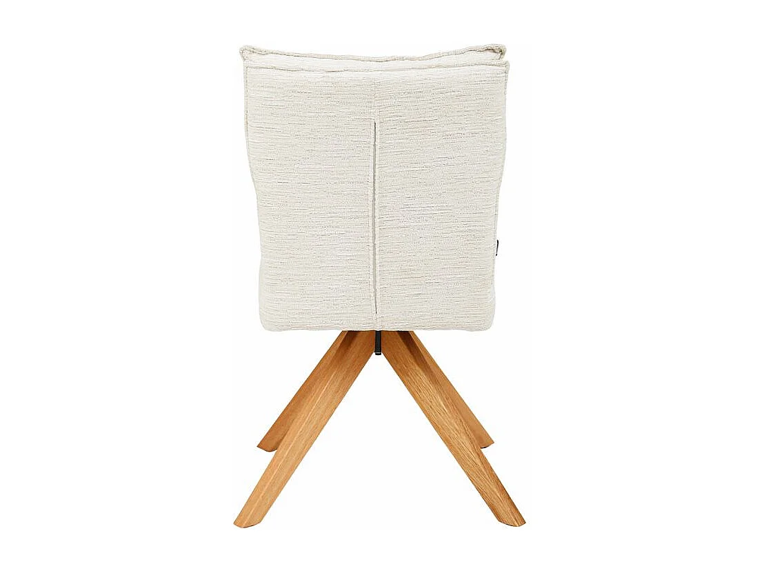 Lot 2 chaises pivotantes 360° tissu doux écru pieds bois – DARCY