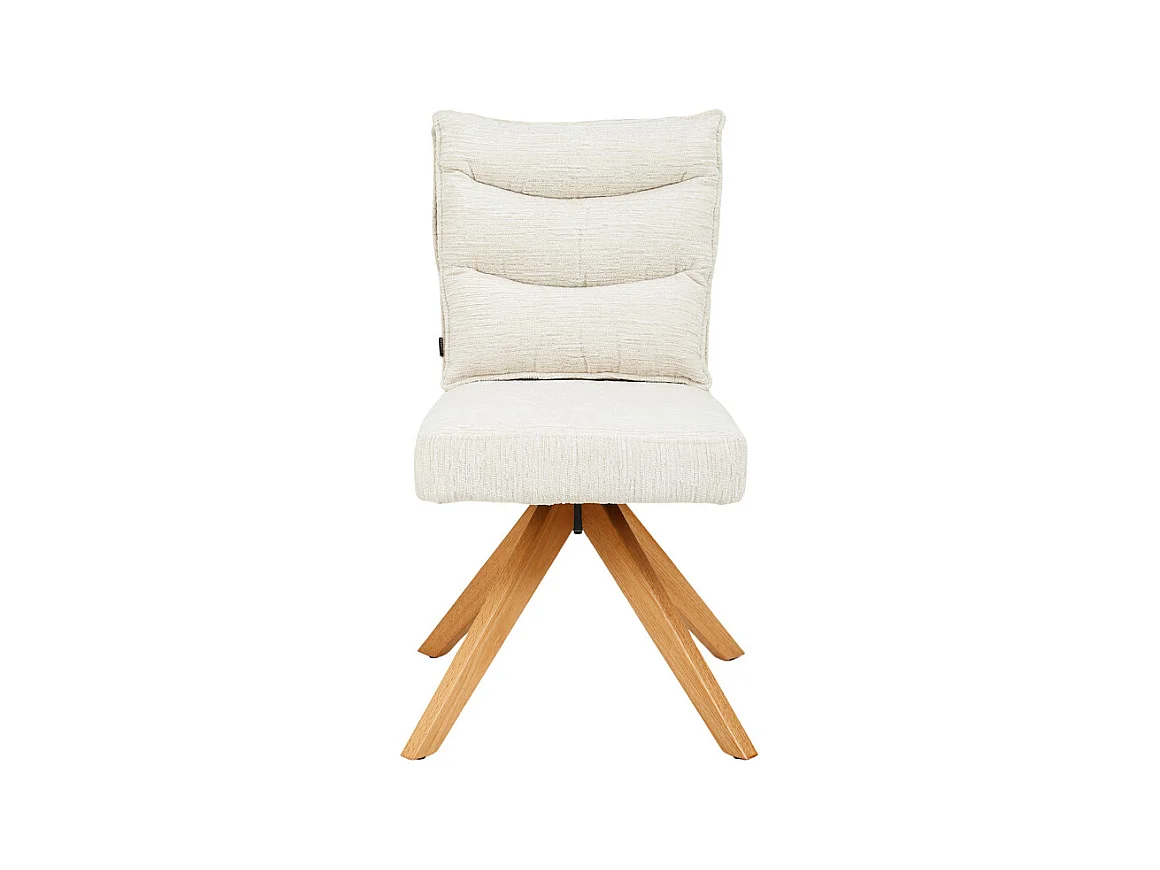 Chaise pivotante 360° matelassé tissu doux écru pieds bois - DARCY