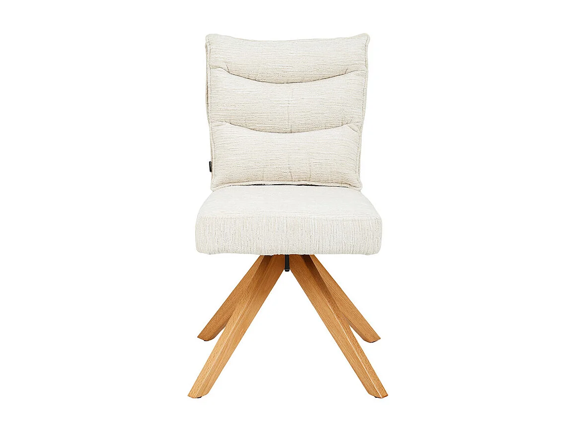 Chaise pivotante 360° matelassé tissu doux écru pieds bois - DARCY