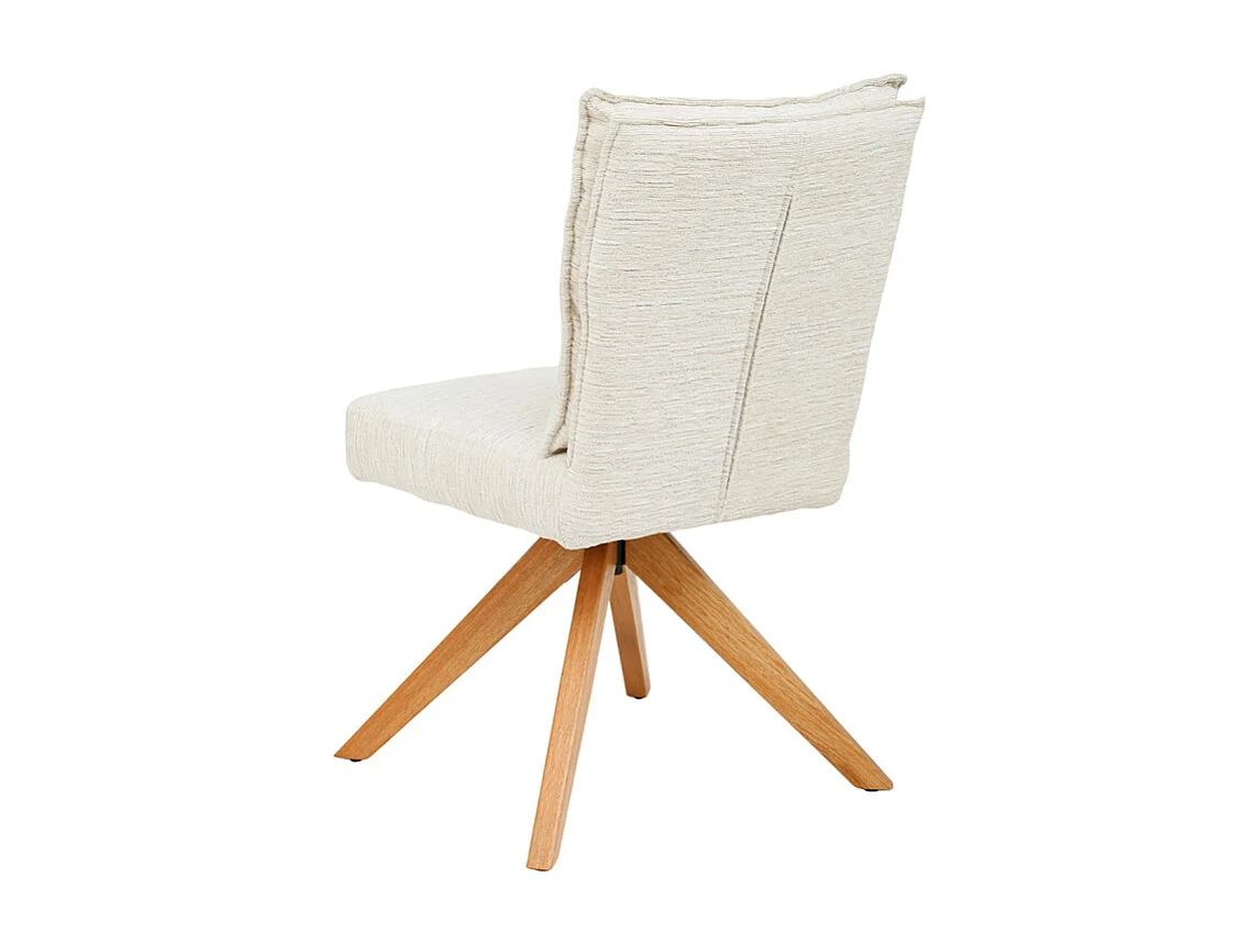 Chaise pivotante 360° matelassé tissu doux écru pieds bois - DARCY
