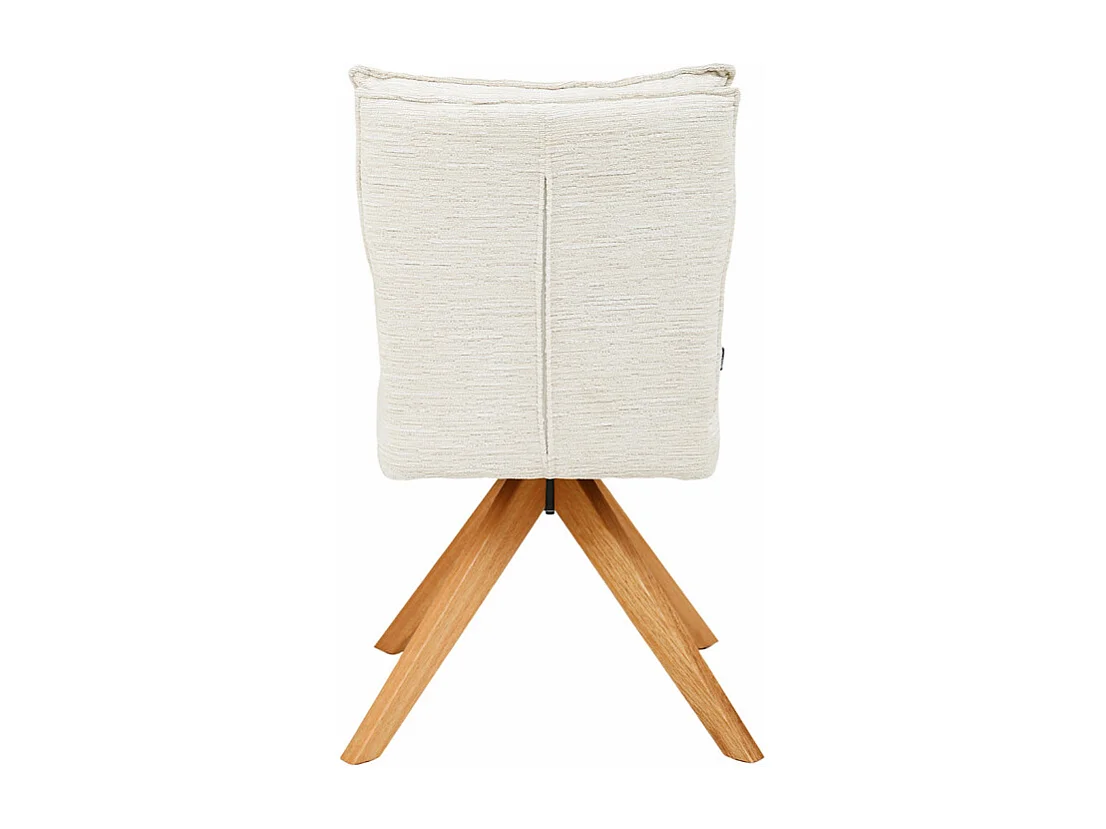 Chaise pivotante 360° matelassé tissu doux écru pieds bois - DARCY
