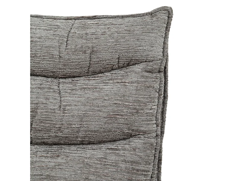 Chaise pivotante 360° matelassé tissu doux gris pieds bois – DARCY