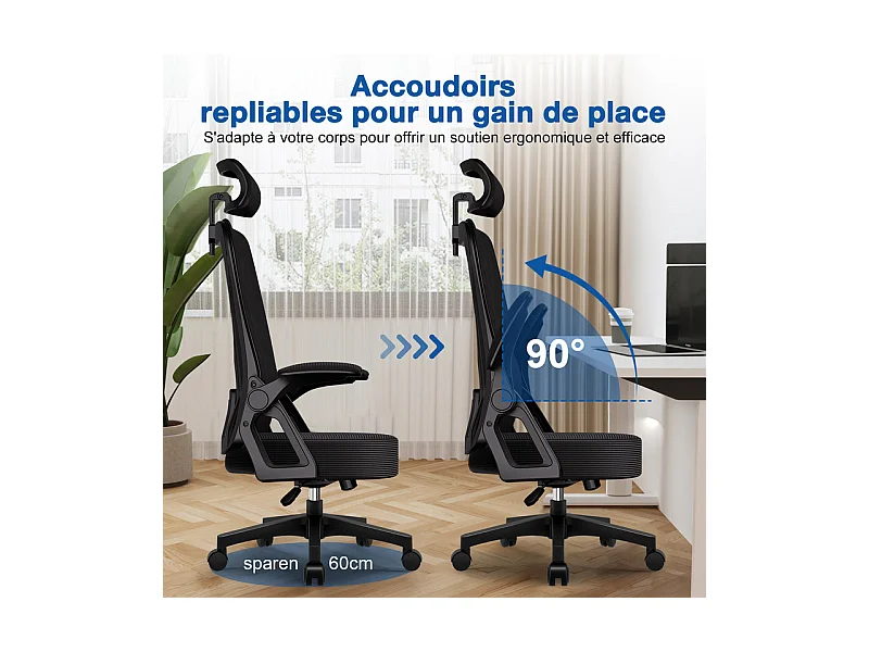 Chaise de bureau,Fauteuil de bureau,Capacité De Charge De 150 Kg,Accoudoirs réglables en hauteur Et Soutien Du Dossier Réglable