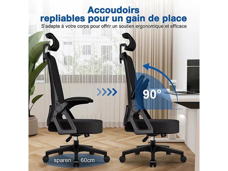 Chaise de bureau,Fauteuil de bureau,Capacité De Charge De 150 Kg,Accoudoirs réglables en hauteur Et Soutien Du Dossier Réglable