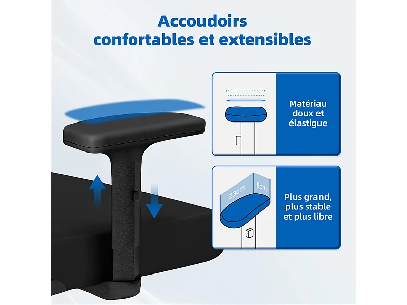 Chaise de bureau,Fauteuil de bureau,Capacité De Charge De 150 Kg,Accoudoirs réglables en hauteur Et Soutien Du Dossier Réglable