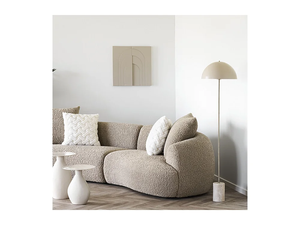 Sheffield - Lampadaire en marbre et métal H115cm - Beige