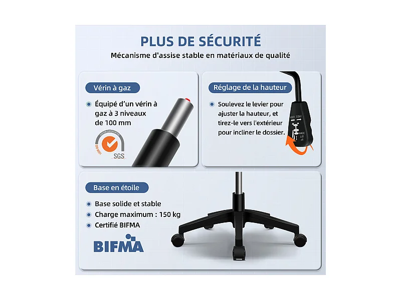 Chaise de bureau,Fauteuil de bureau,Accoudoirs Rabattables À 90°Et