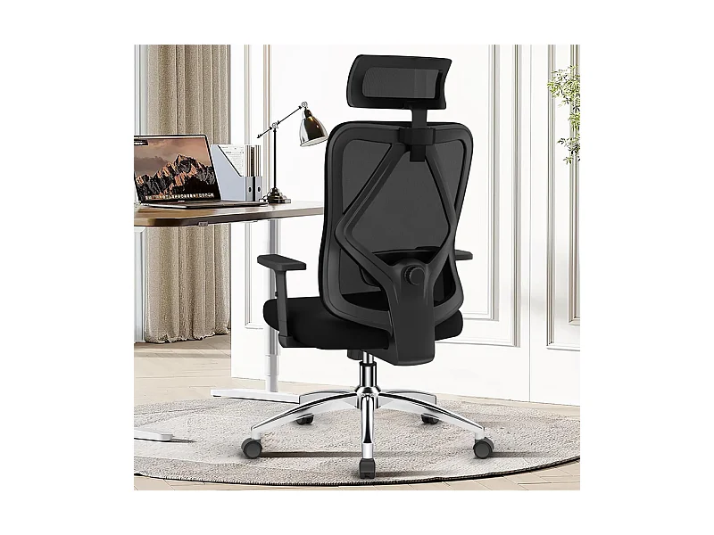 Chaise de bureau,Fauteuil de bureau,Capacité De Charge De 150 Kg,Accoudoirs Rabattables À 90°Et Soutien Du Dossier Réglable