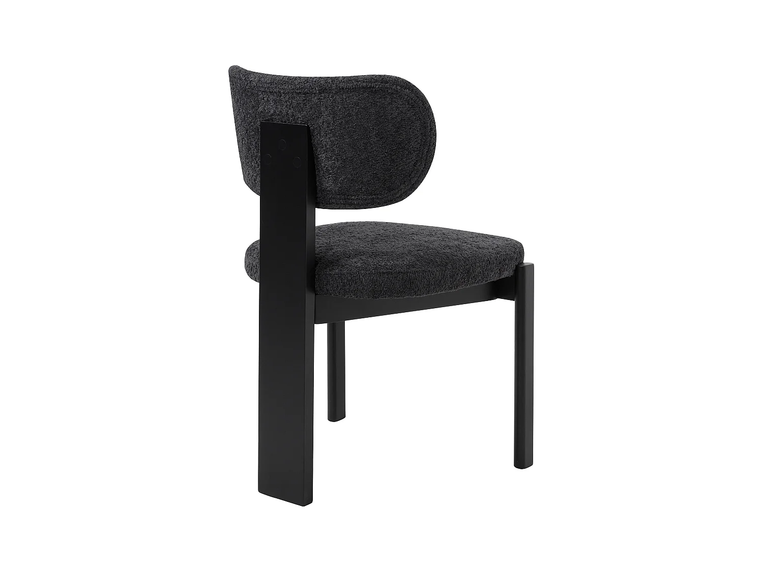 Lot de 6 chaises en tissu bouclette et bois d'hévéa - Noir - WILANA