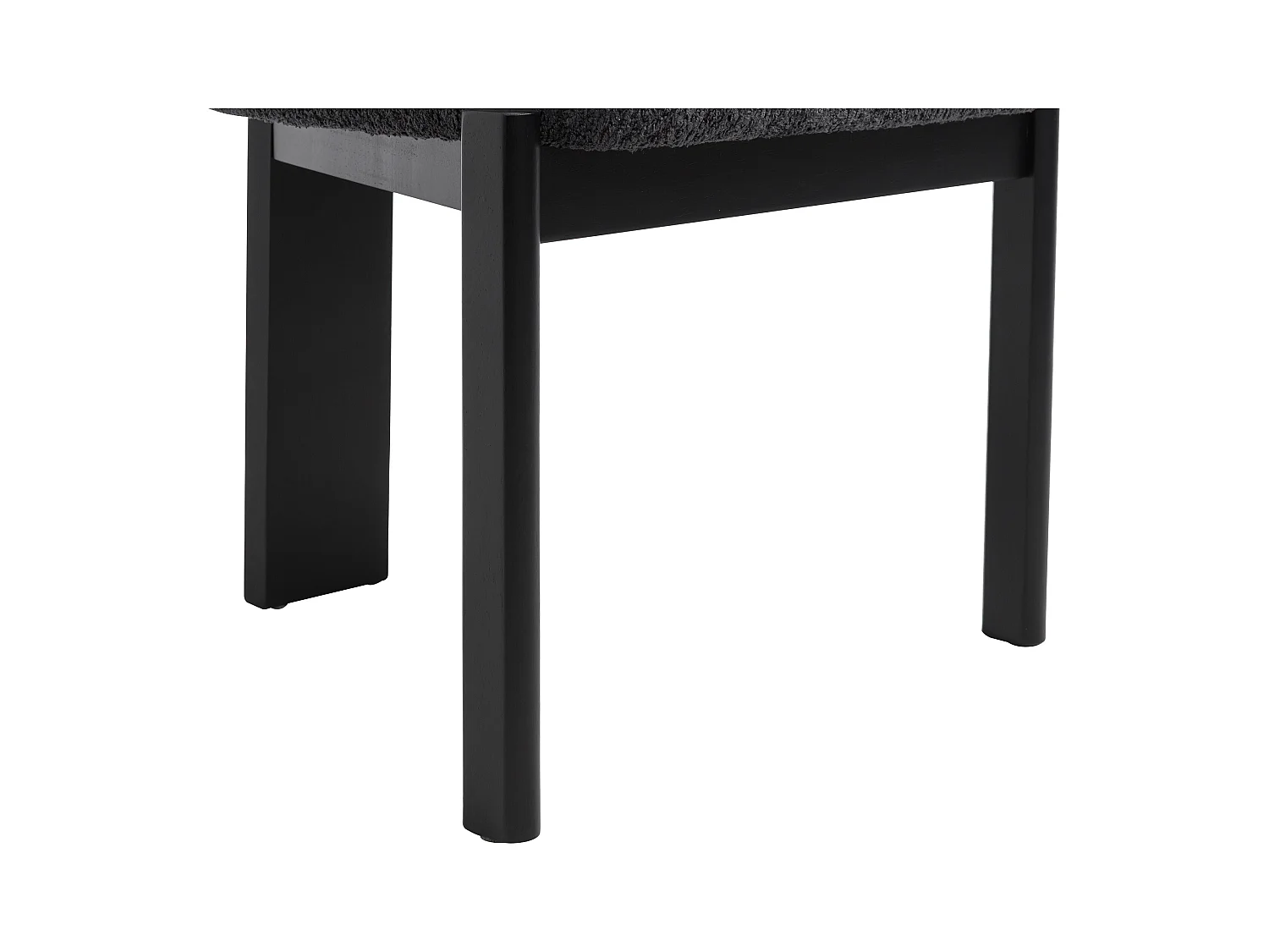 Lot de 6 chaises en tissu bouclette et bois d'hévéa - Noir - WILANA