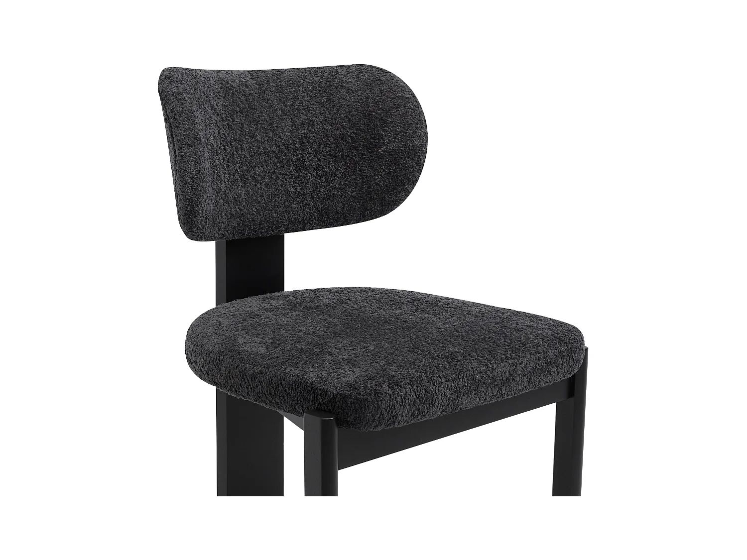 Lot de 6 chaises en tissu bouclette et bois d'hévéa - Noir - WILANA