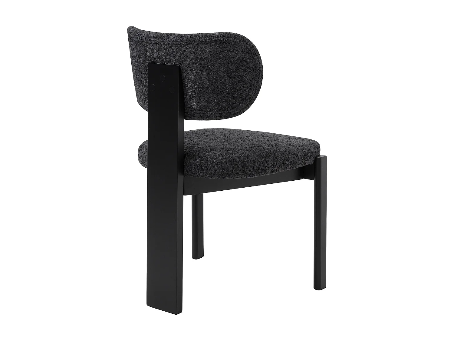 Lot de 6 chaises en tissu bouclette et bois d'hévéa - Noir - WILANA
