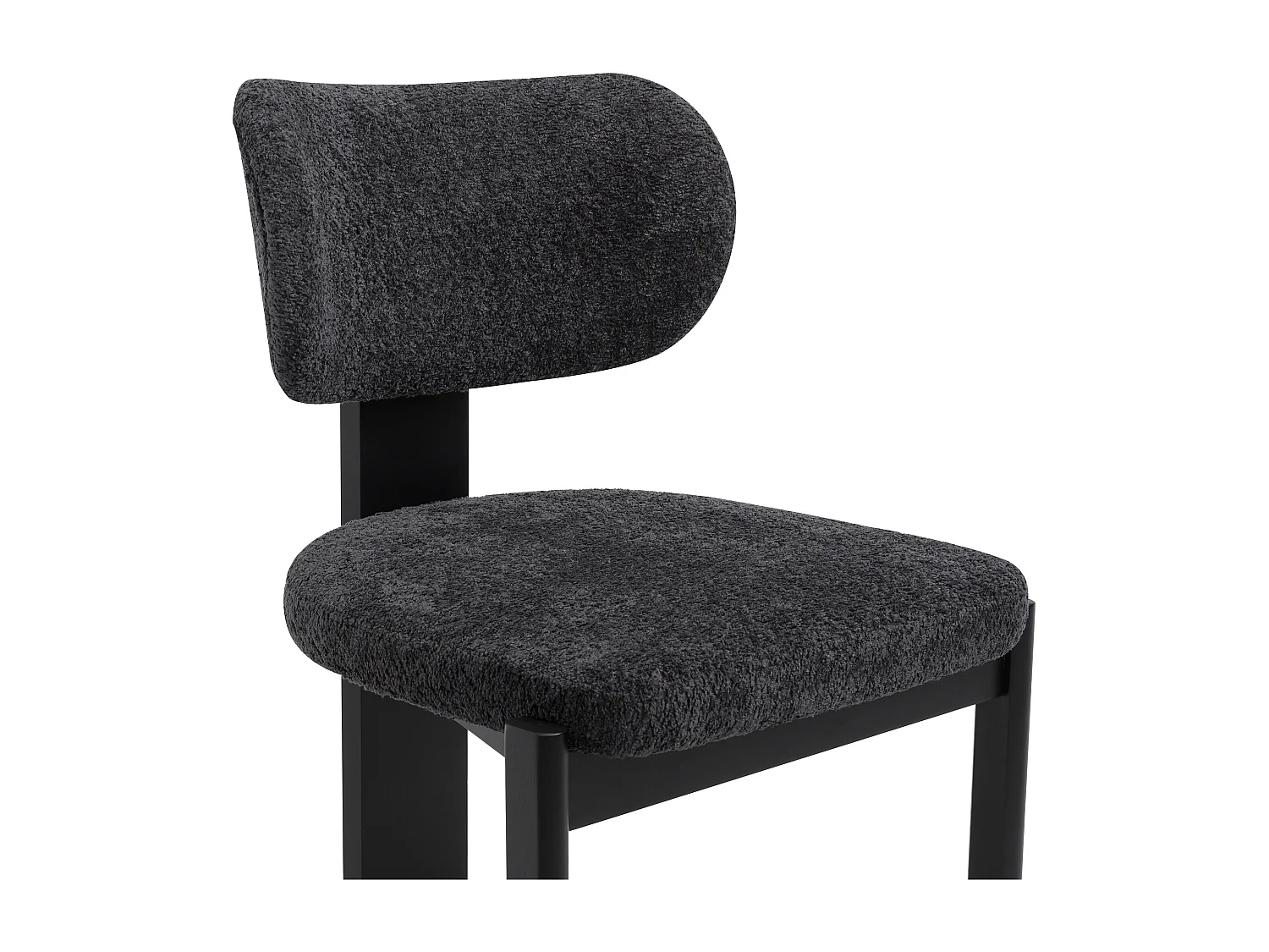Lot de 6 chaises en tissu bouclette et bois d'hévéa - Noir - WILANA