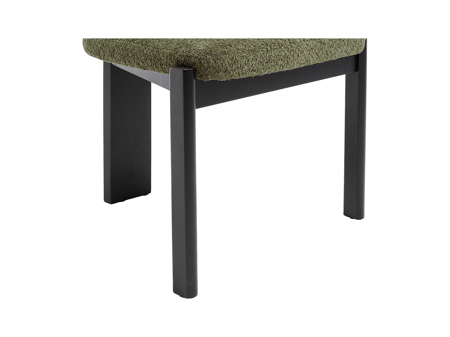 Lot de 6 chaises en tissu bouclette et bois d'hévéa noir - Kaki - WILANA