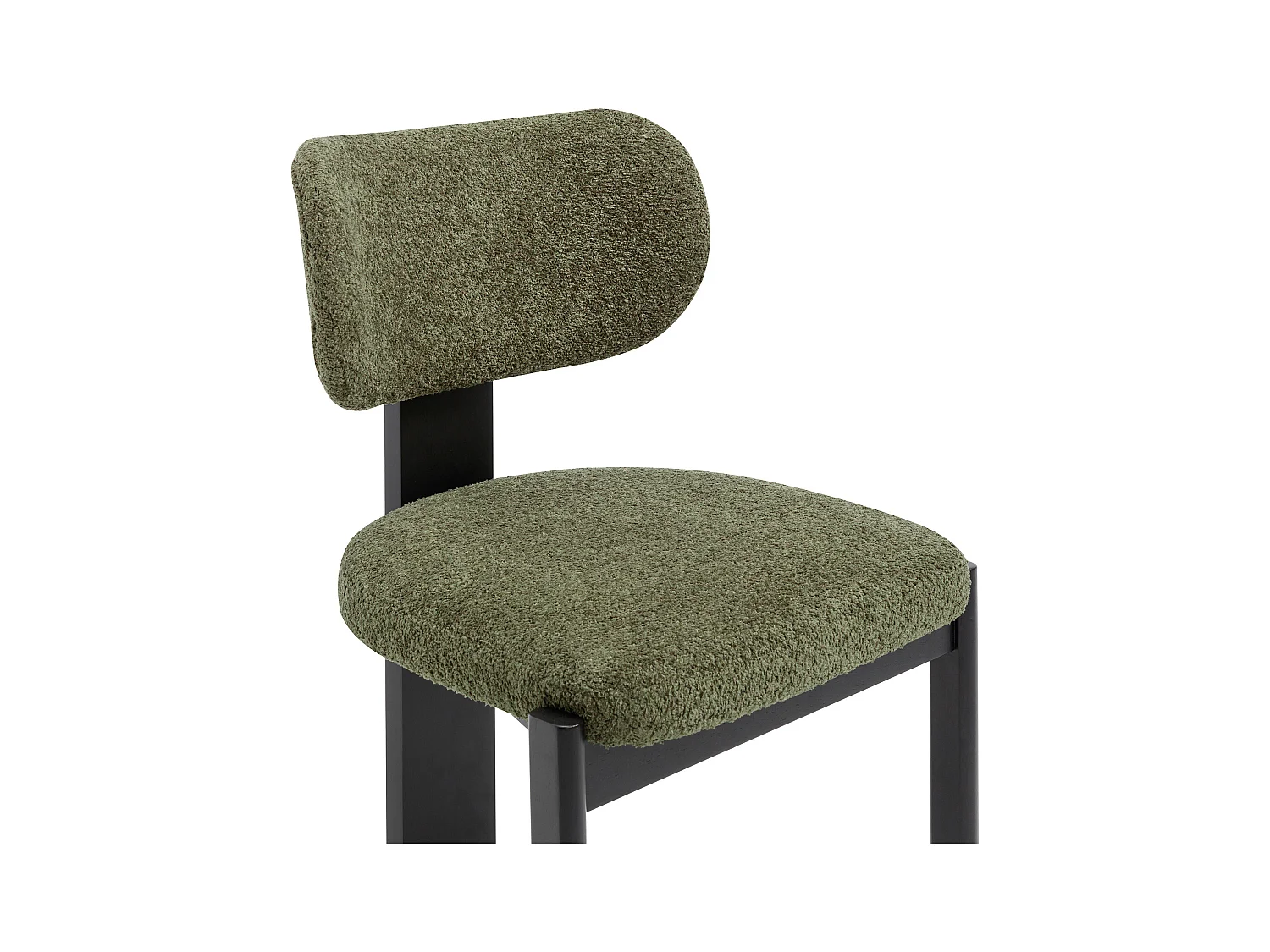 Lot de 6 chaises en tissu bouclette et bois d'hévéa noir - Kaki - WILANA