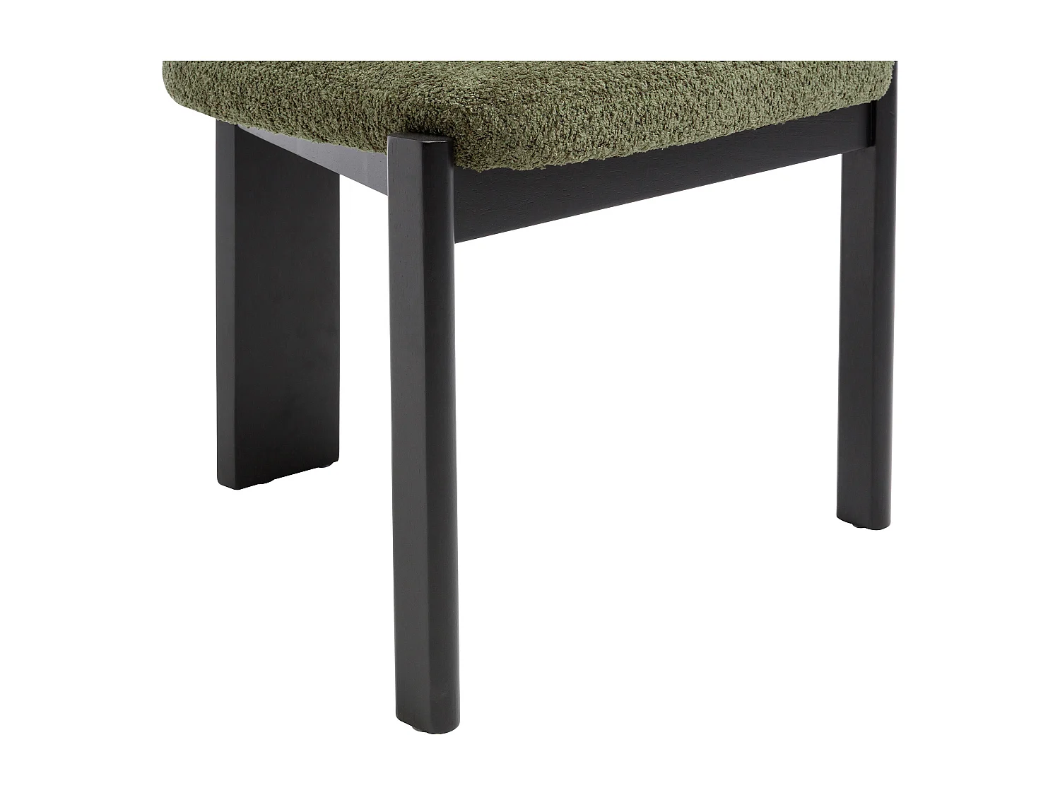 Lot de 6 chaises en tissu bouclette et bois d'hévéa noir - Kaki - WILANA