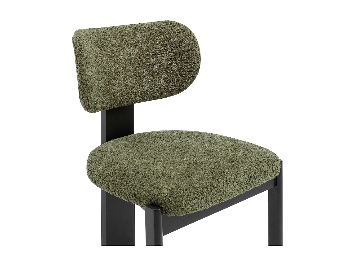 Lot de 6 chaises en tissu bouclette et bois d'hévéa noir - Kaki - WILANA