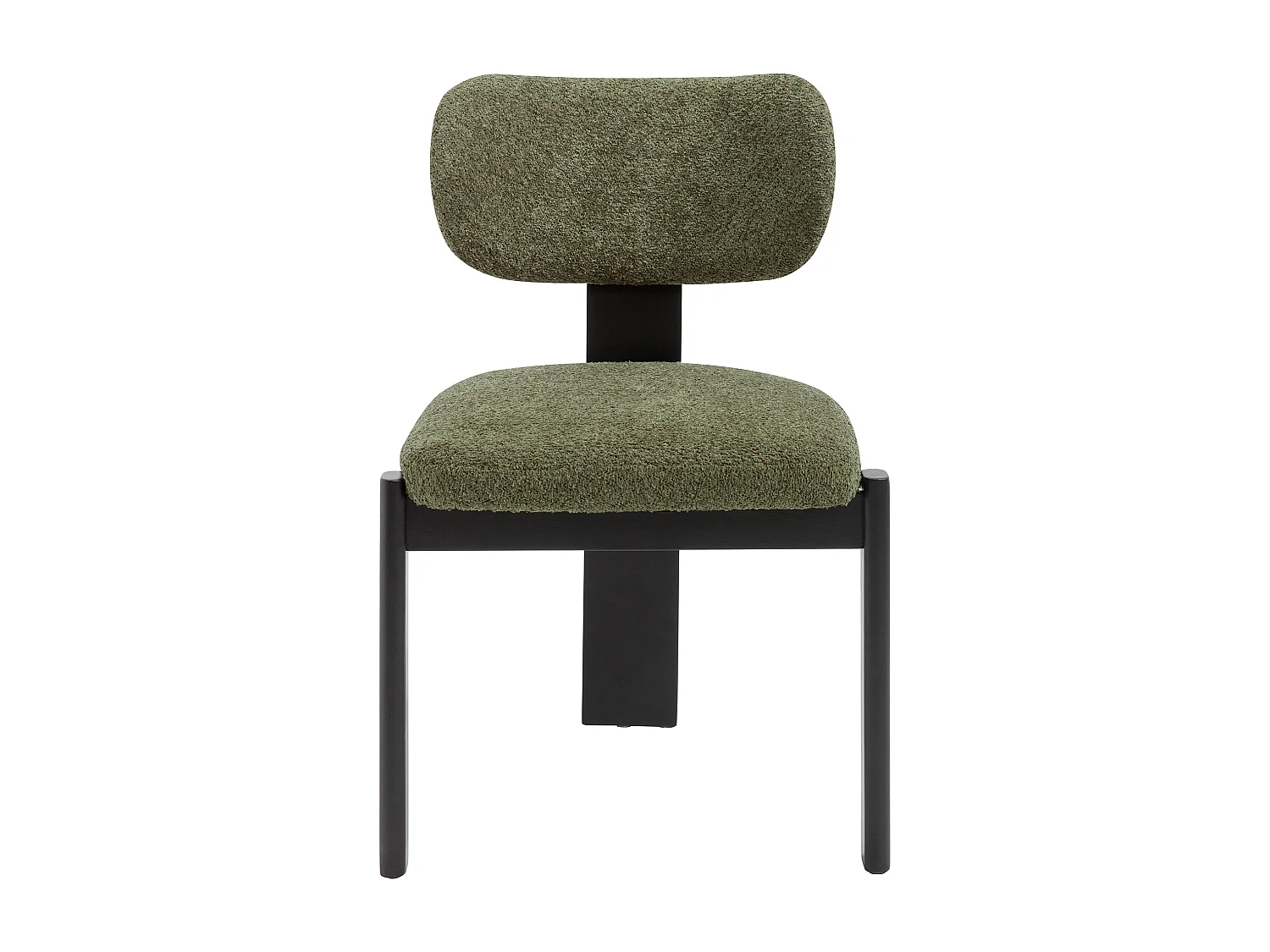 Lot de 6 chaises en tissu bouclette et bois d'hévéa noir - Kaki - WILANA