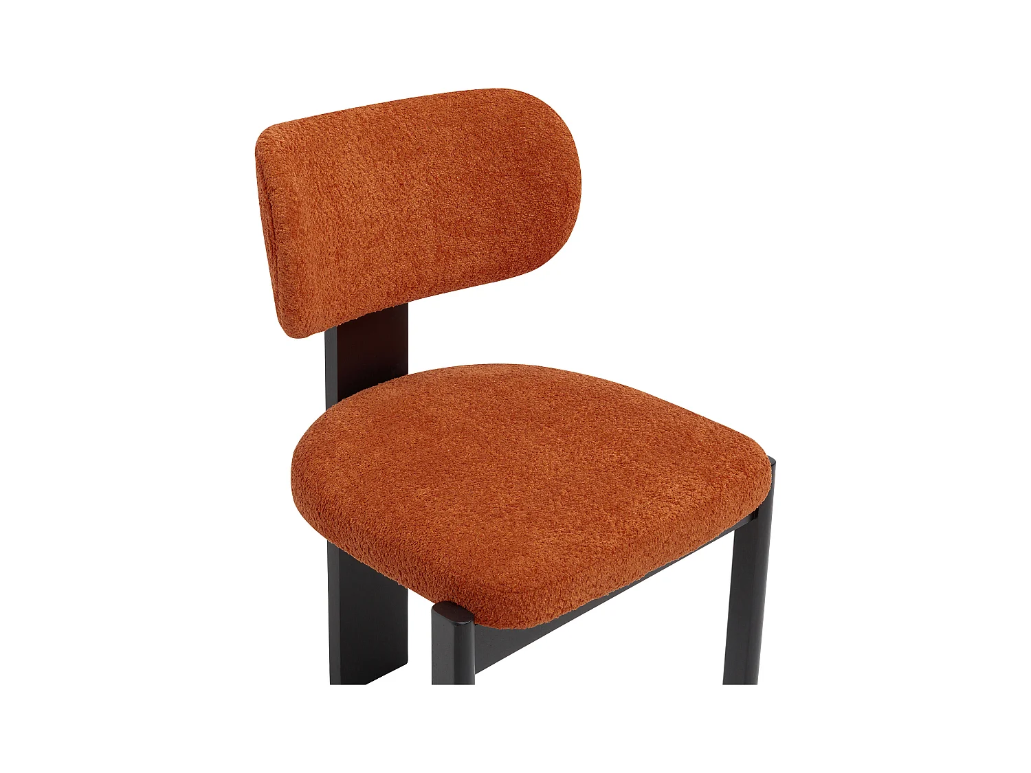 Lot de 6 chaises en tissu bouclette et bois d'hévéa noir - Terracotta - WILANA