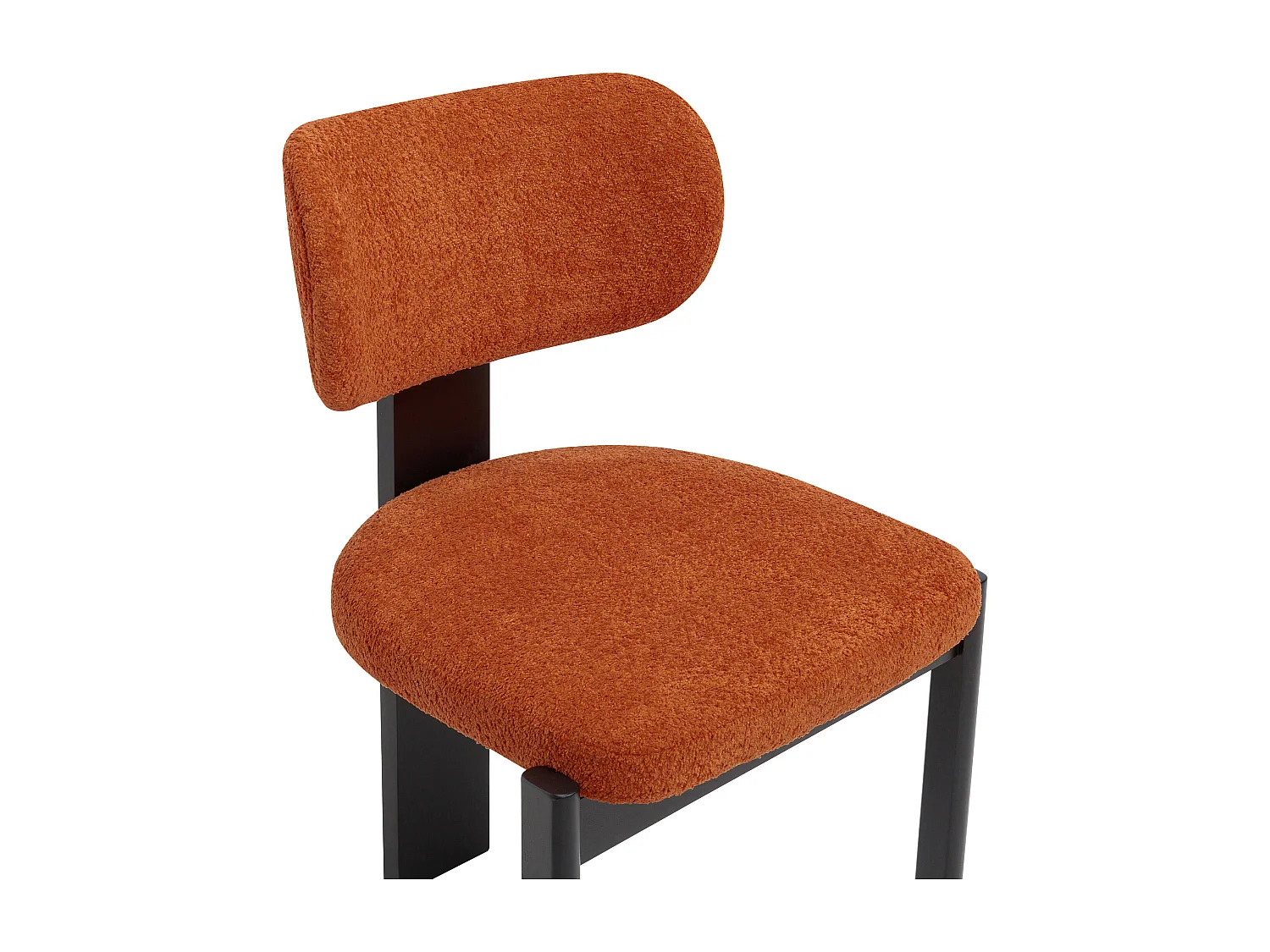 Lot de 6 chaises en tissu bouclette et bois d'hévéa noir - Terracotta - WILANA