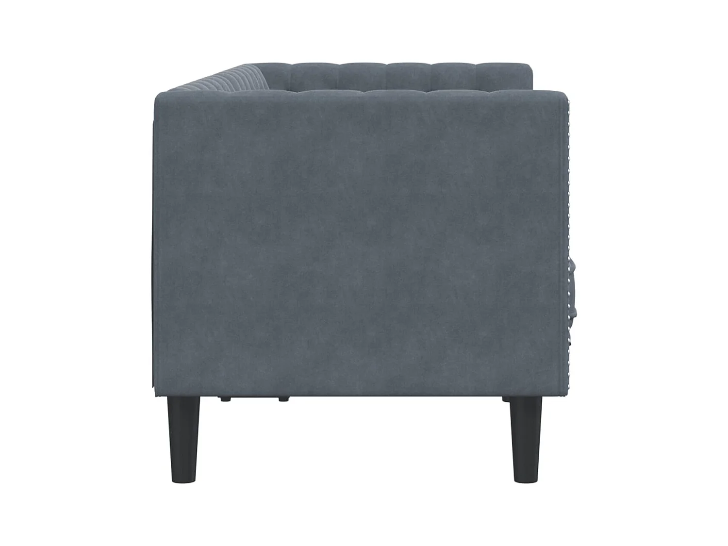 Canapé Chesterfield 2 places | Sofa pour Salon avec traversins gris foncé velours