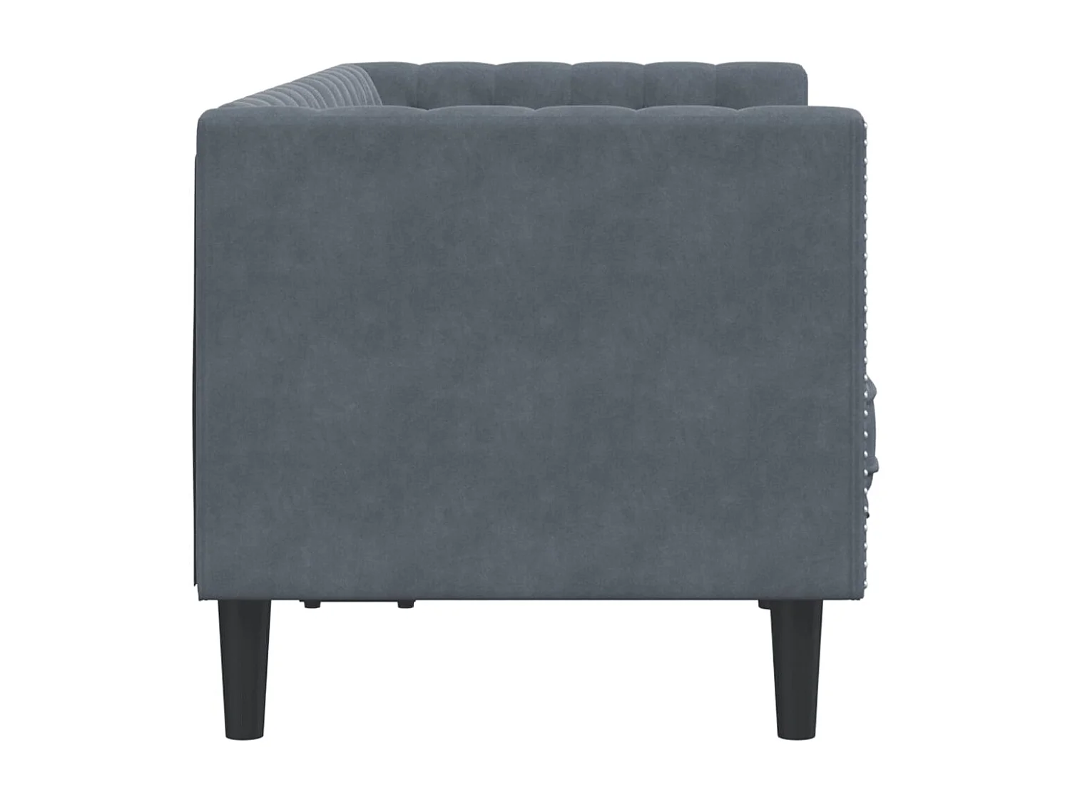 Canapé Chesterfield 2 places | Sofa pour Salon avec traversins gris foncé velours