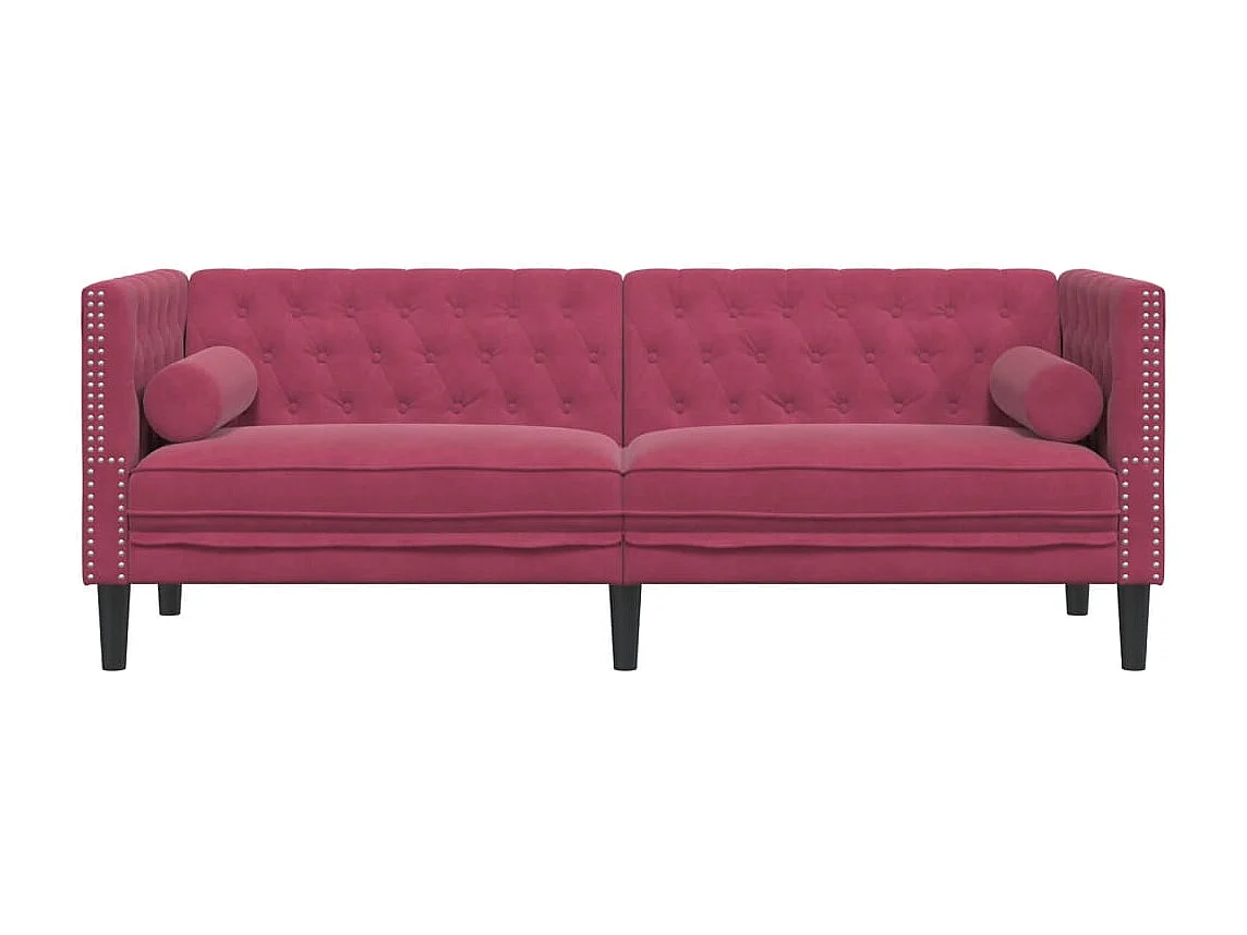 Canapé Chesterfield 3 places | Sofa pour Salon avec traversins velours