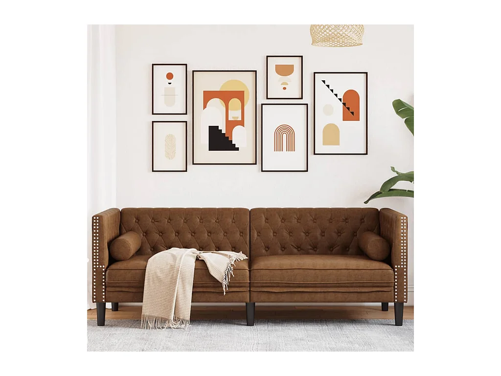 Canapé Chesterfield 3 places | Sofa pour Salon avec traversins similicuir daim