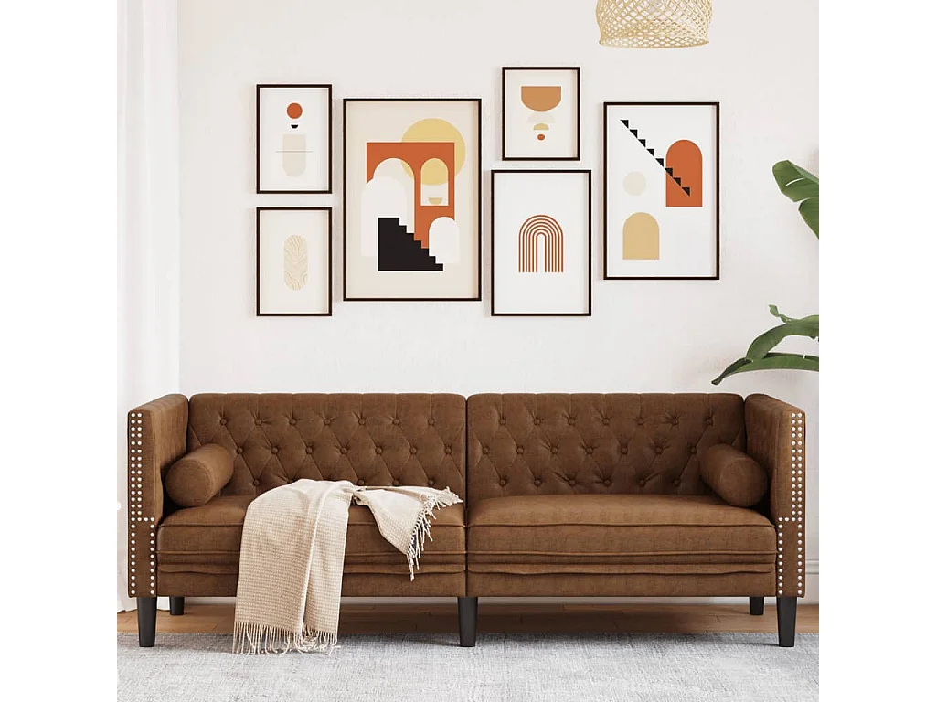 Canapé Chesterfield 3 places | Sofa pour Salon avec traversins similicuir daim