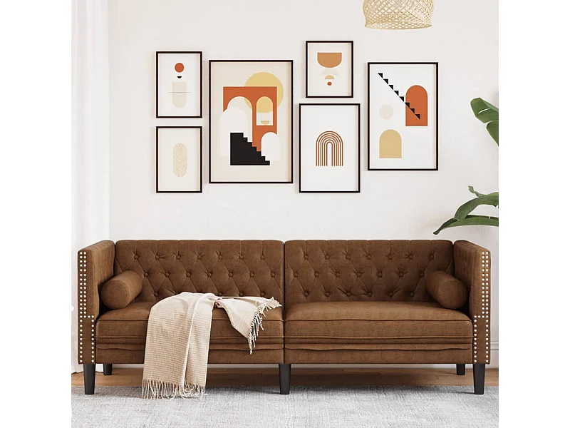 Canapé Chesterfield 3 places | Sofa pour Salon avec traversins similicuir daim