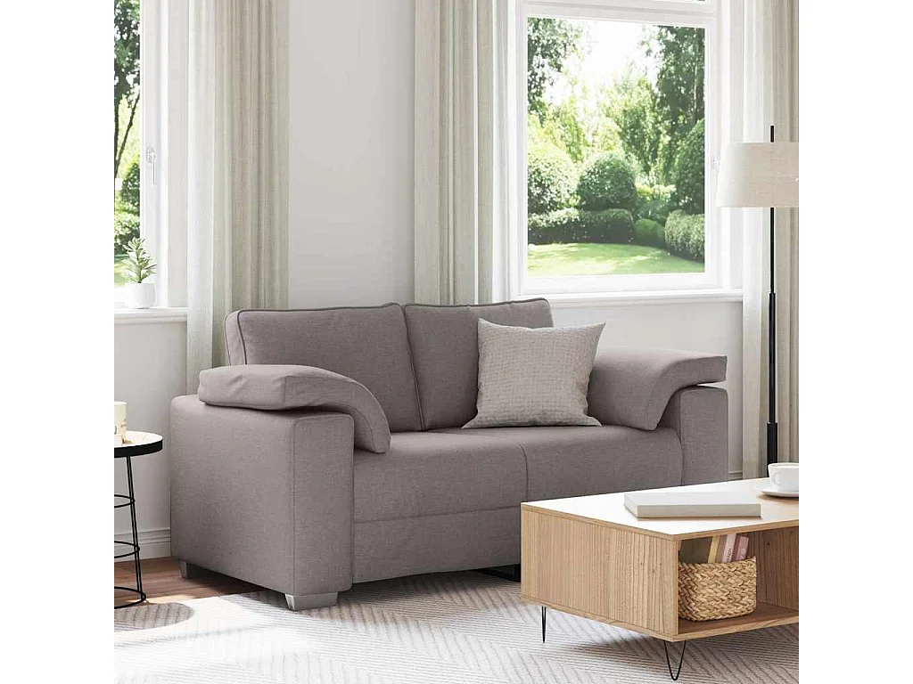 Canapé 2 places | Sofa pour Salon  avec coussin Taupe 160x77x82 cm tissu