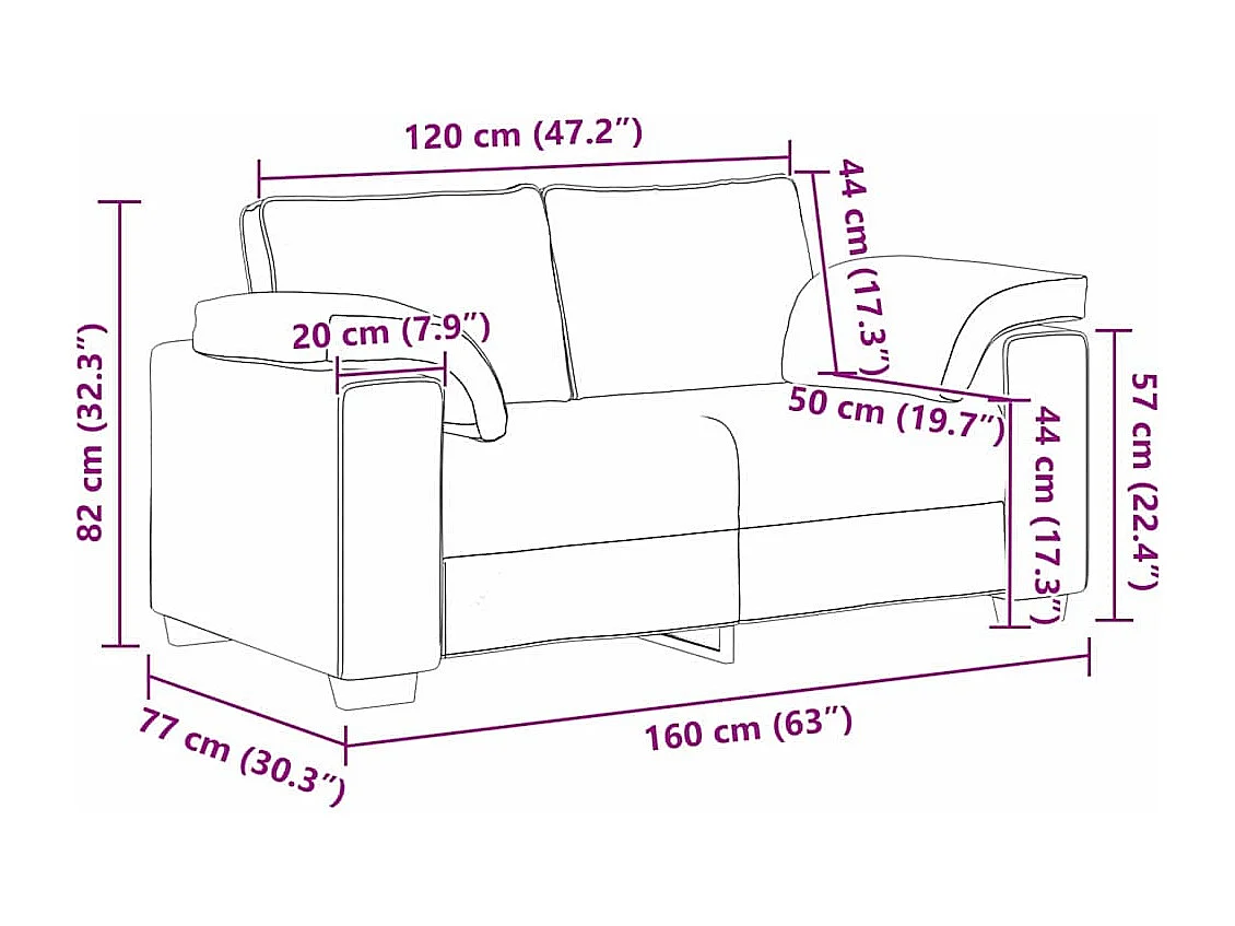 Canapé 2 places | Sofa pour Salon  avec coussin Taupe 160x77x82 cm tissu