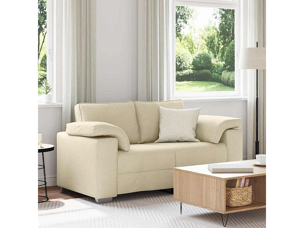 Canapé 2 places | Sofa pour Salon  avec coussin Crème 160x77x82 cm tissu