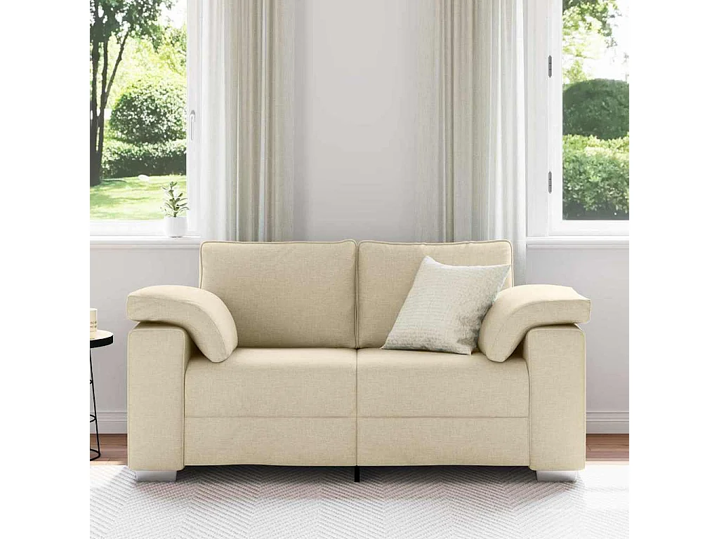 Canapé 2 places | Sofa pour Salon  avec coussin Crème 160x77x82 cm tissu