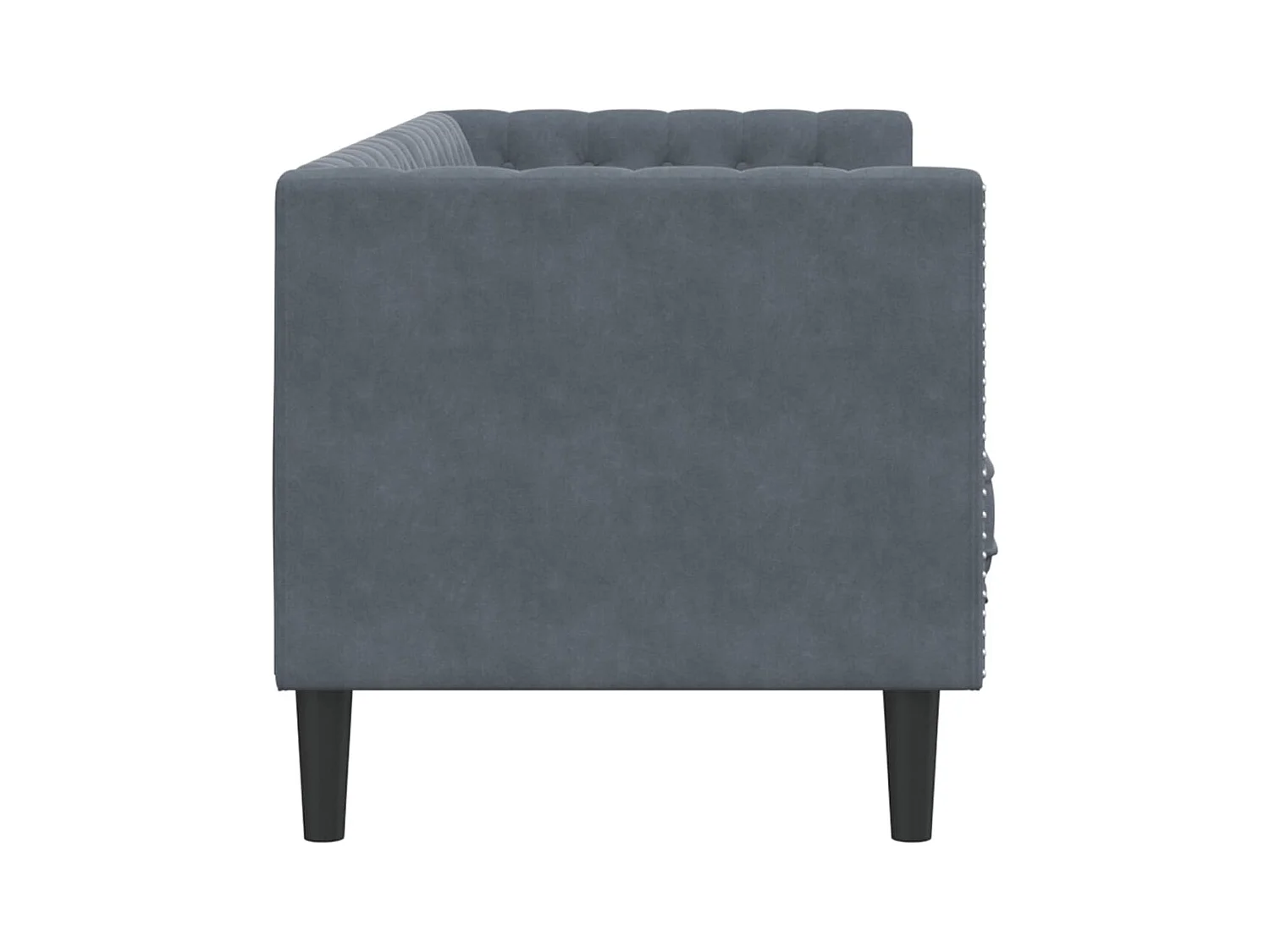 Canapé Chesterfield 3 places | Sofa pour Salon avec traversins gris foncé velours