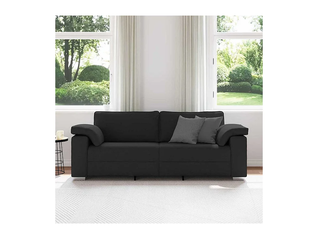 Canapé 2 places | Sofa pour Salon  avec coussin Noir 219x77x82 cm tissu