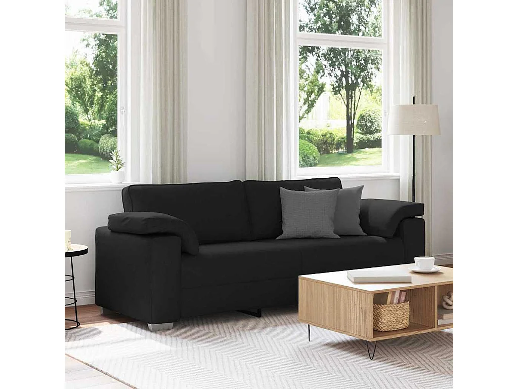 Canapé 2 places | Sofa pour Salon  avec coussin Noir 219x77x82 cm tissu