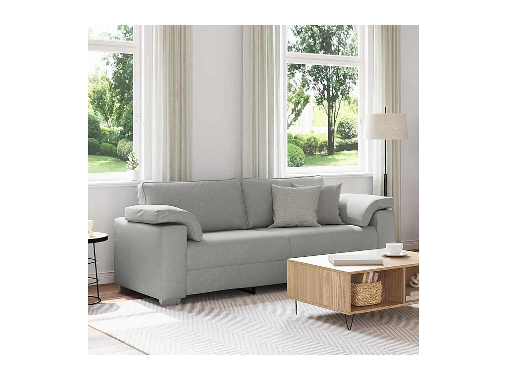 Canapé 2 places | Sofa pour Salon  avec coussin Gris nuage 219x77x82 cm tissu