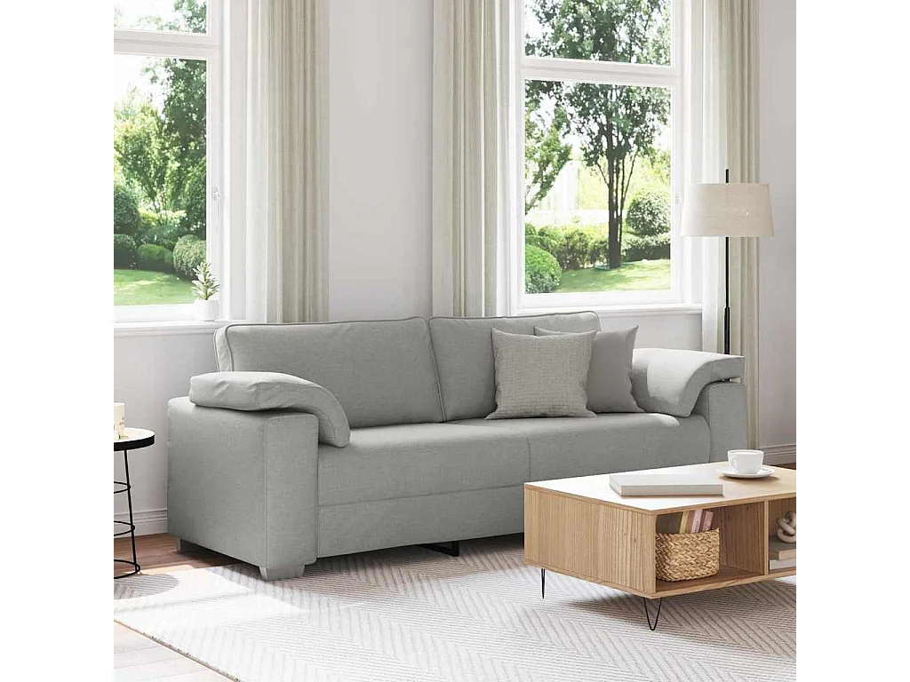 Canapé 2 places | Sofa pour Salon  avec coussin Gris nuage 219x77x82 cm tissu