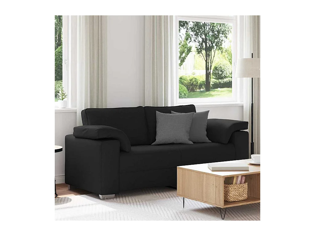 Canapé 2 places | Sofa pour Salon  avec coussin Noir 180x77x82 cm tissu