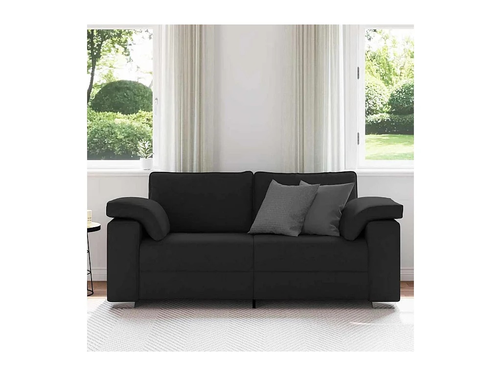 Canapé 2 places | Sofa pour Salon  avec coussin Noir 180x77x82 cm tissu