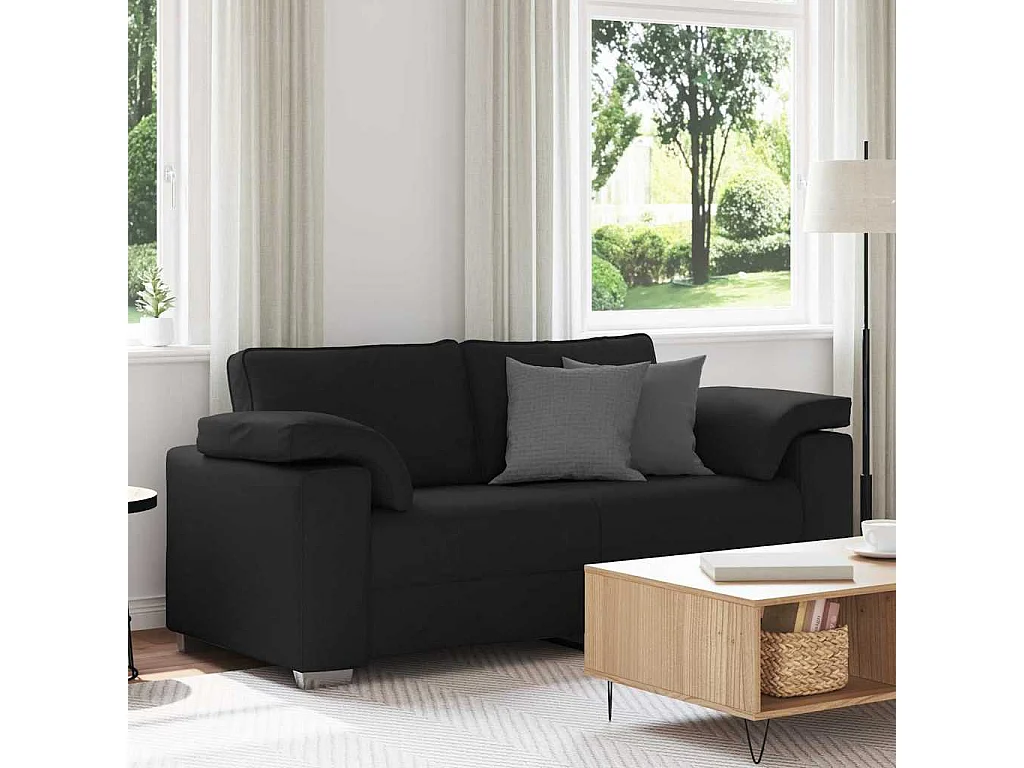Canapé 2 places | Sofa pour Salon  avec coussin Noir 180x77x82 cm tissu