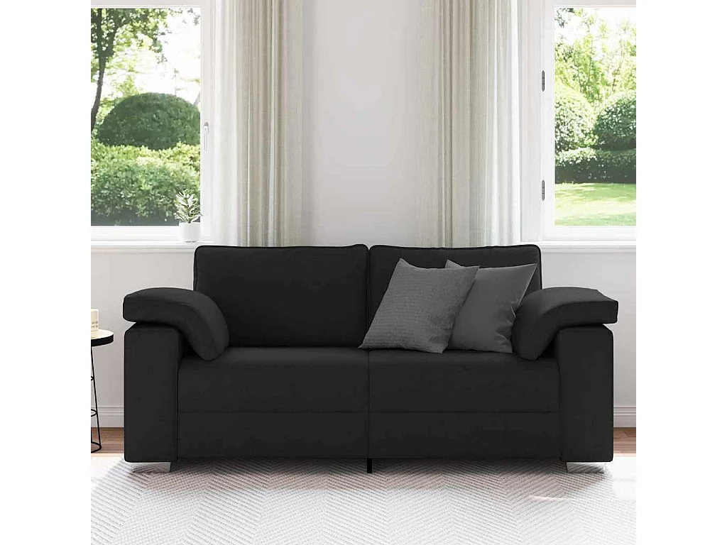 Canapé 2 places | Sofa pour Salon  avec coussin Noir 180x77x82 cm tissu