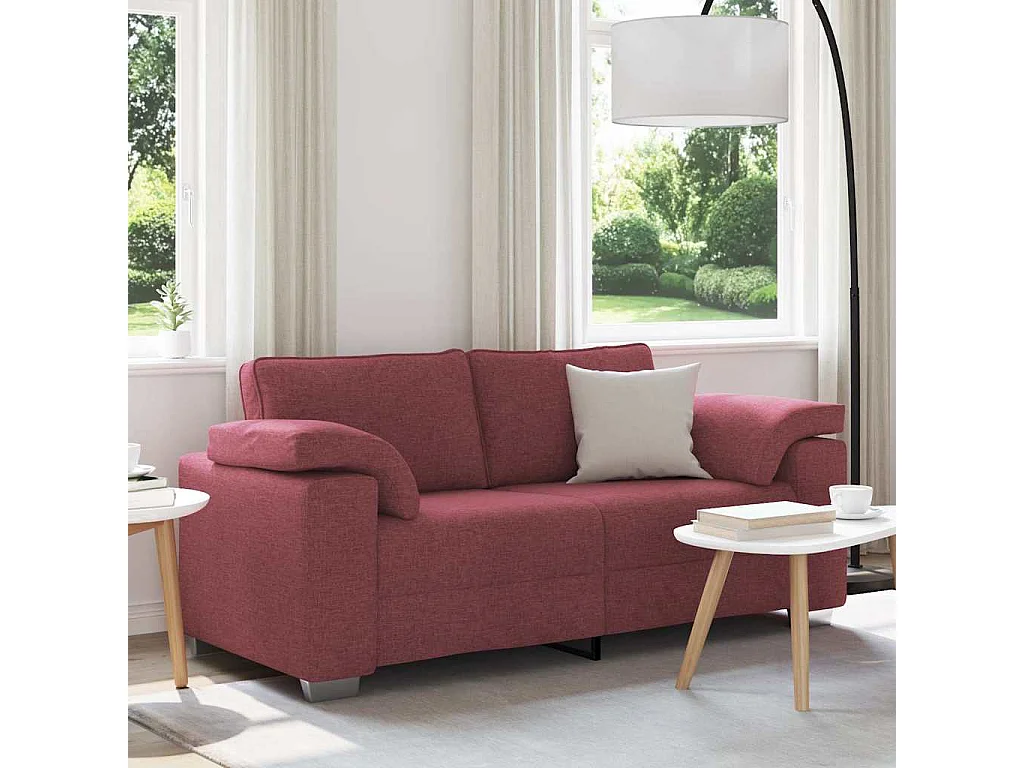 Canapé 2 places | Sofa pour Salon  avec coussin Rouge bordeaux 180x77x82 cm tissu