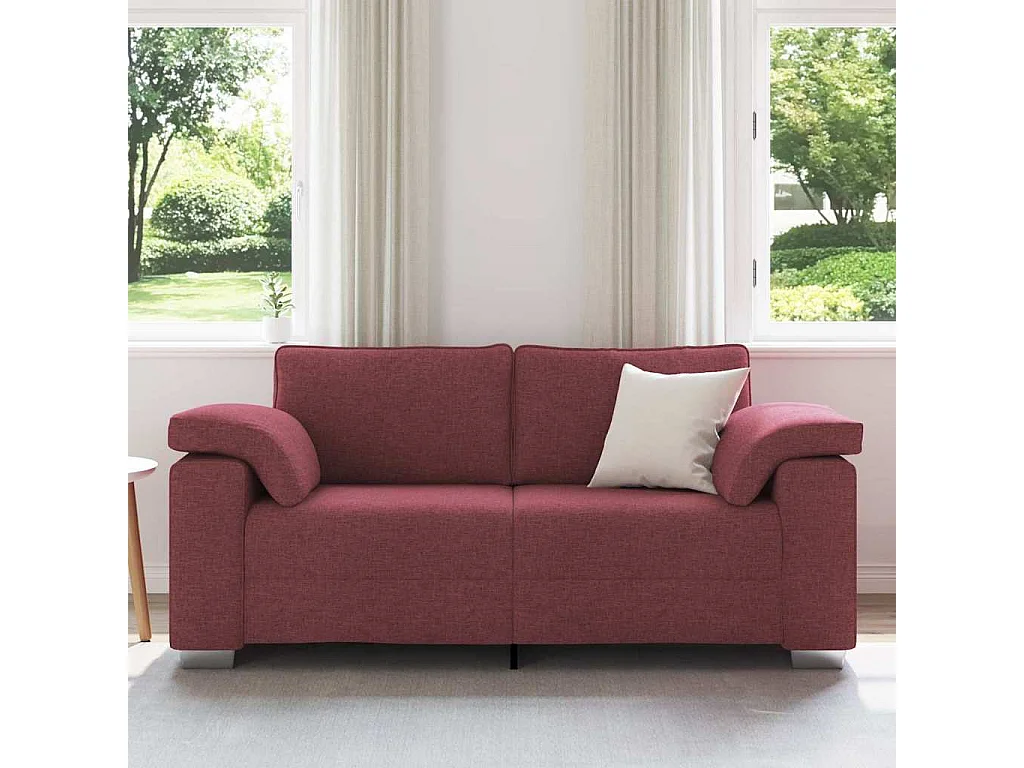Canapé 2 places | Sofa pour Salon  avec coussin Rouge bordeaux 180x77x82 cm tissu