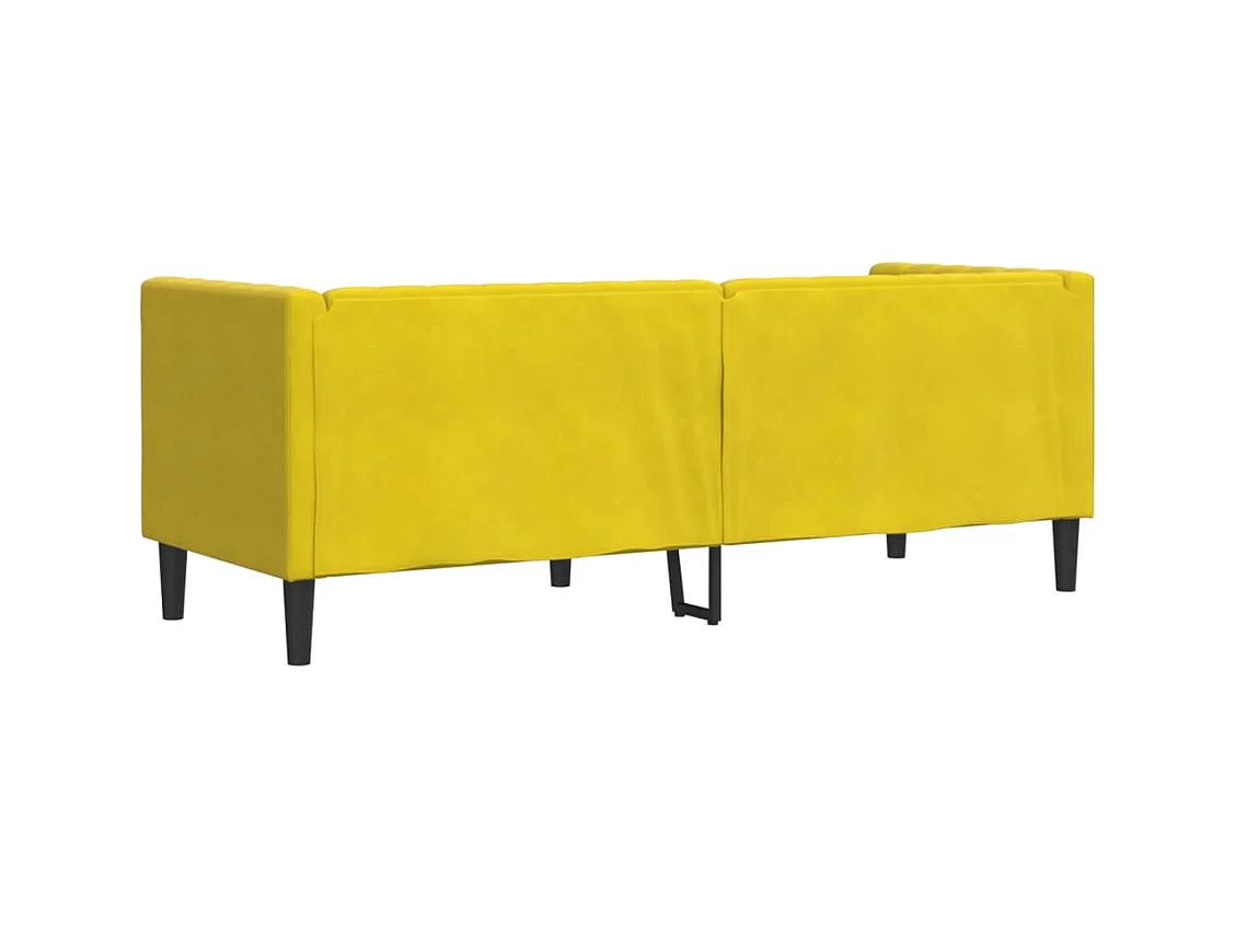 Canapé Chesterfield 3 places | Sofa pour Salon avec traversins jaune velours