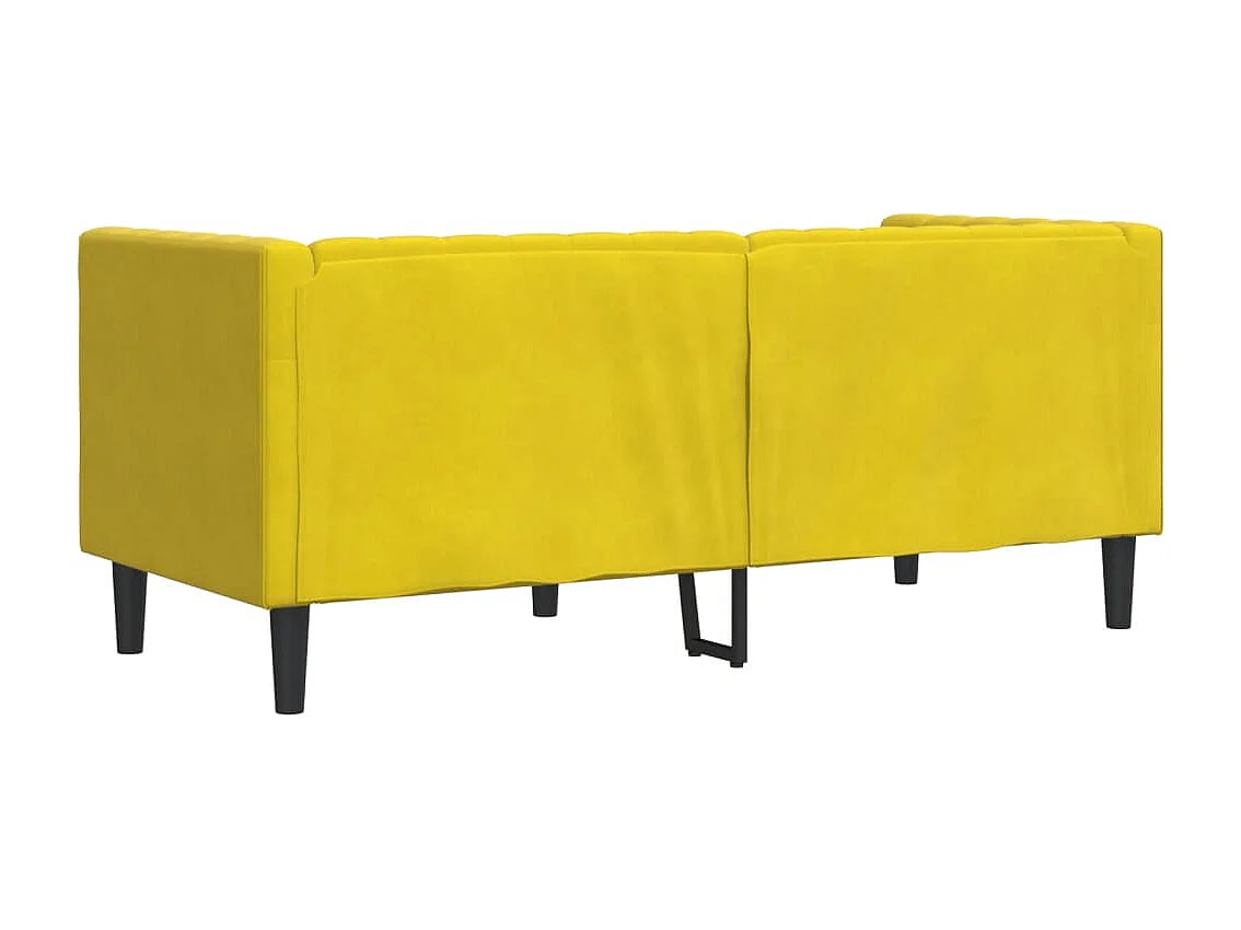 Canapé Chesterfield 2 places | Sofa pour Salon avec traversins jaune velours